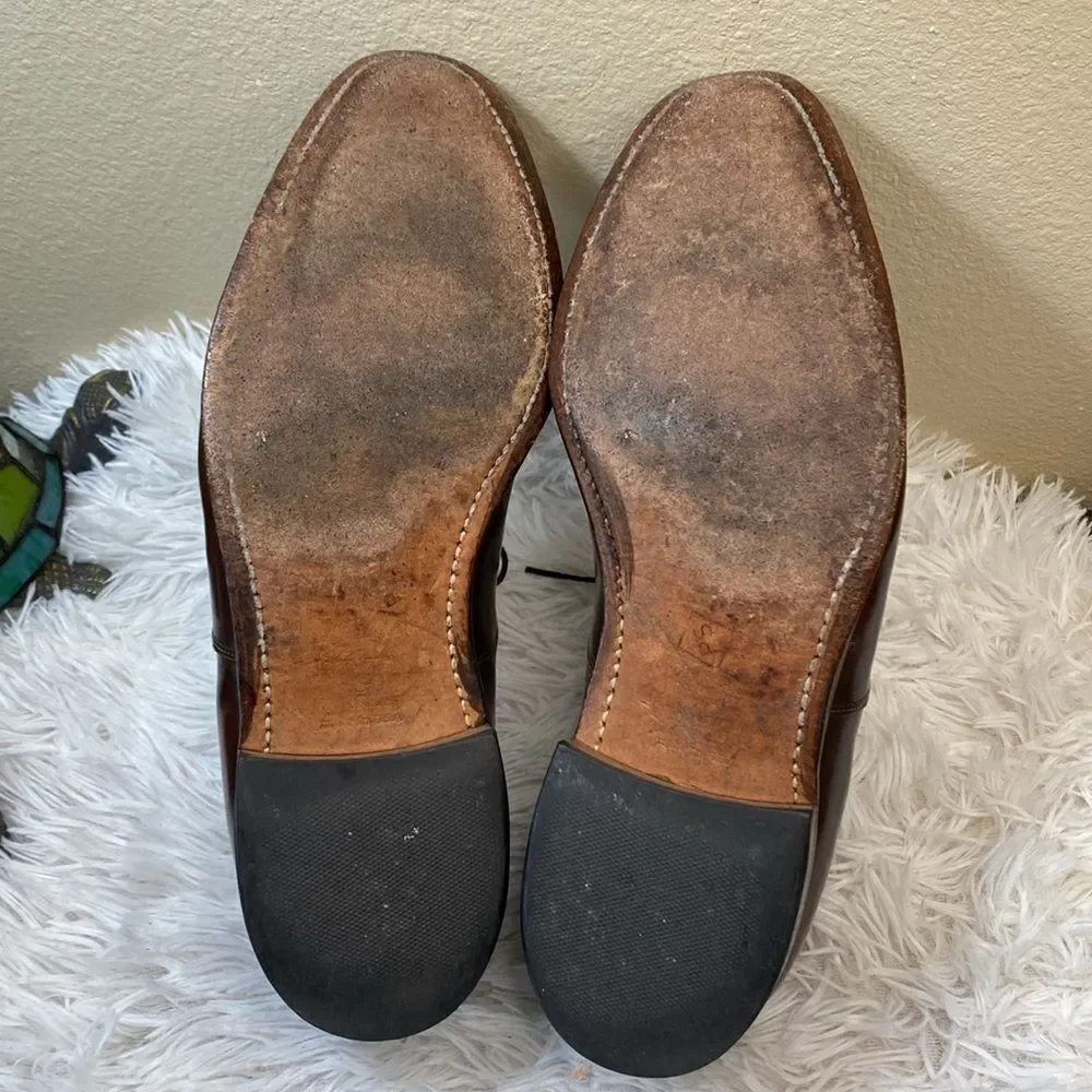 JOHNSTON & MURPHY Optima Sz 9.5 Brown Leather Oxford Made in USA